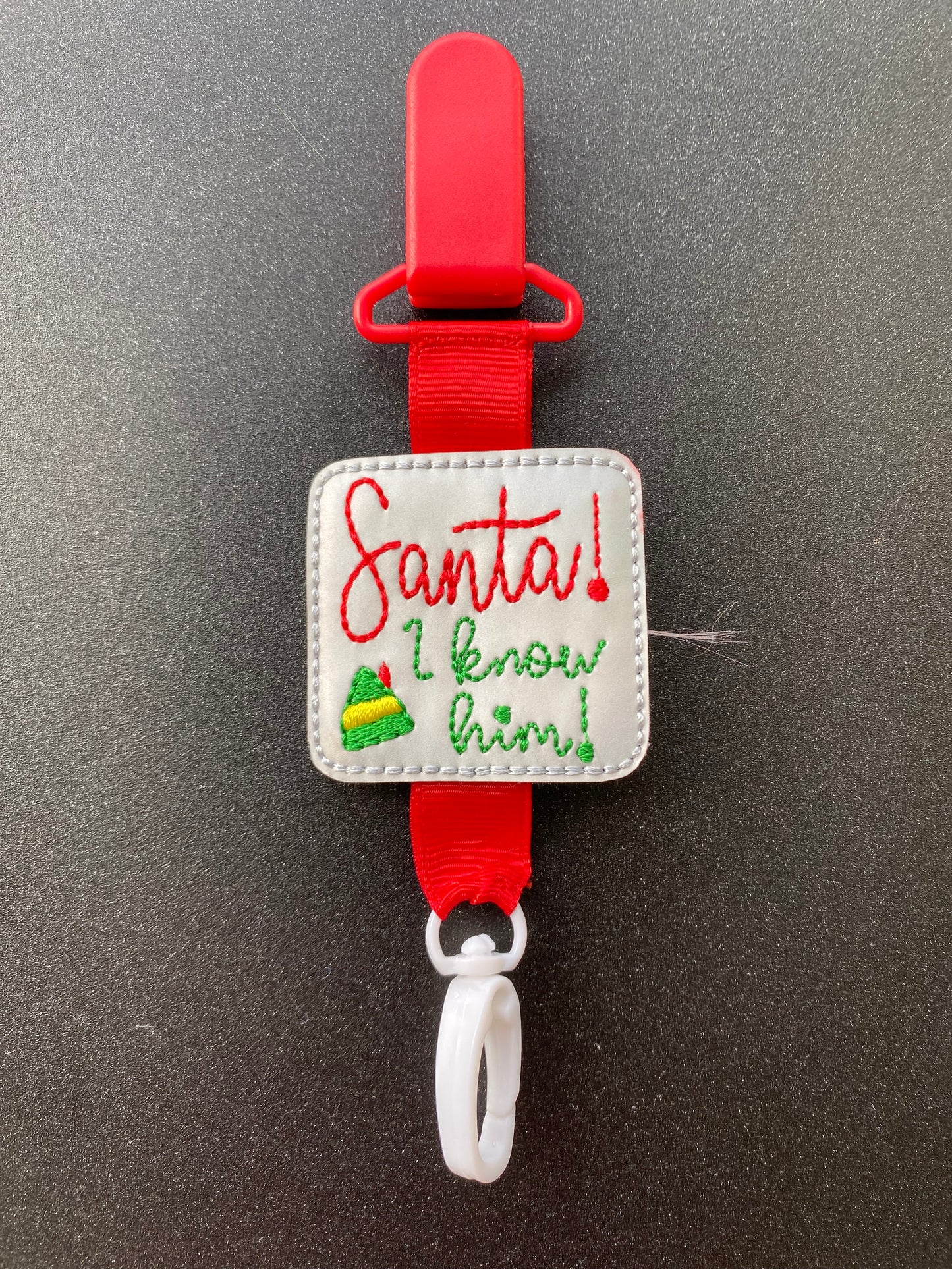 Santa! I know him! Christmas Red MRI safe badge clip