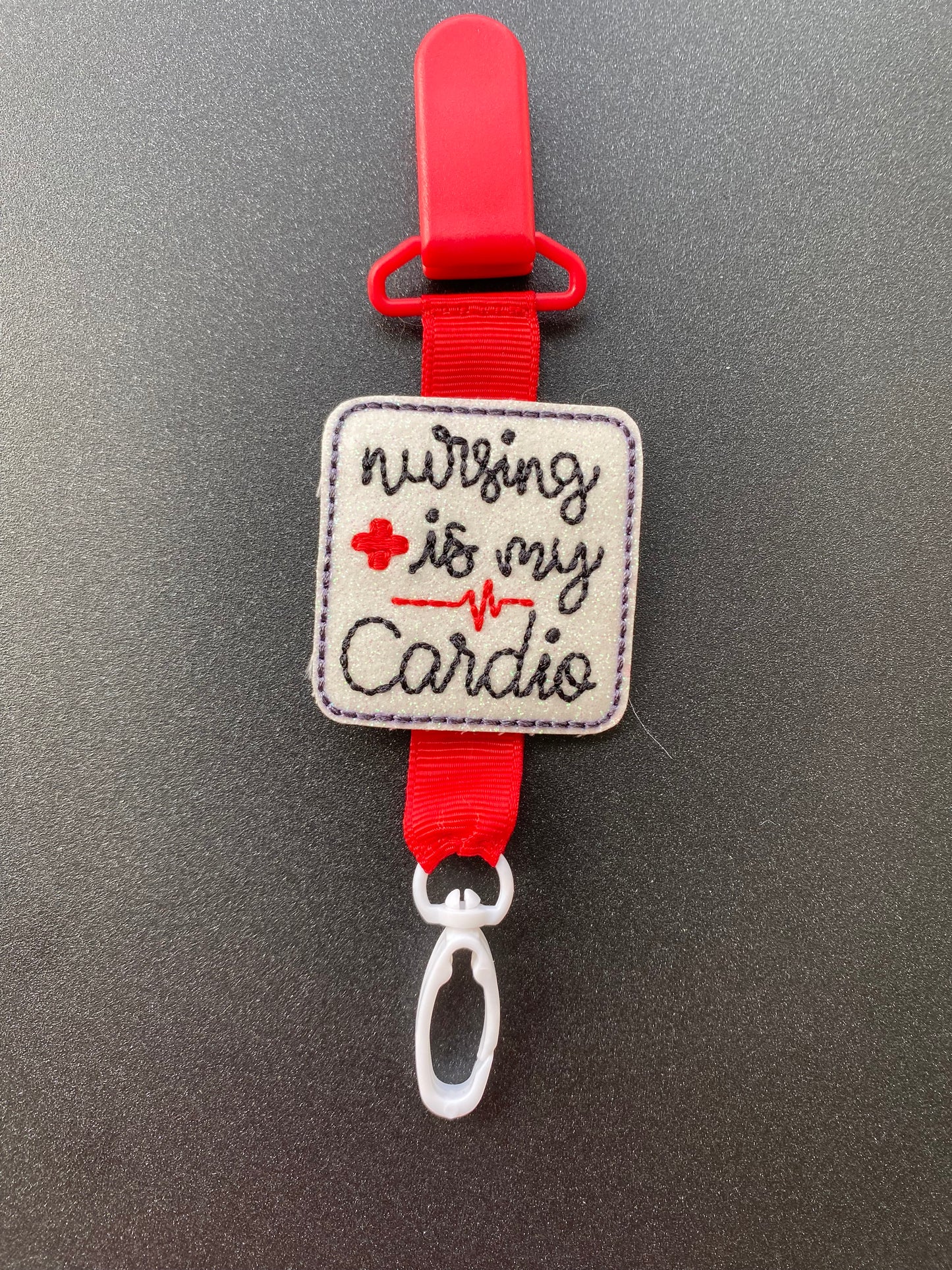 Nursing is my cardio cherry red MRI safe badge clip