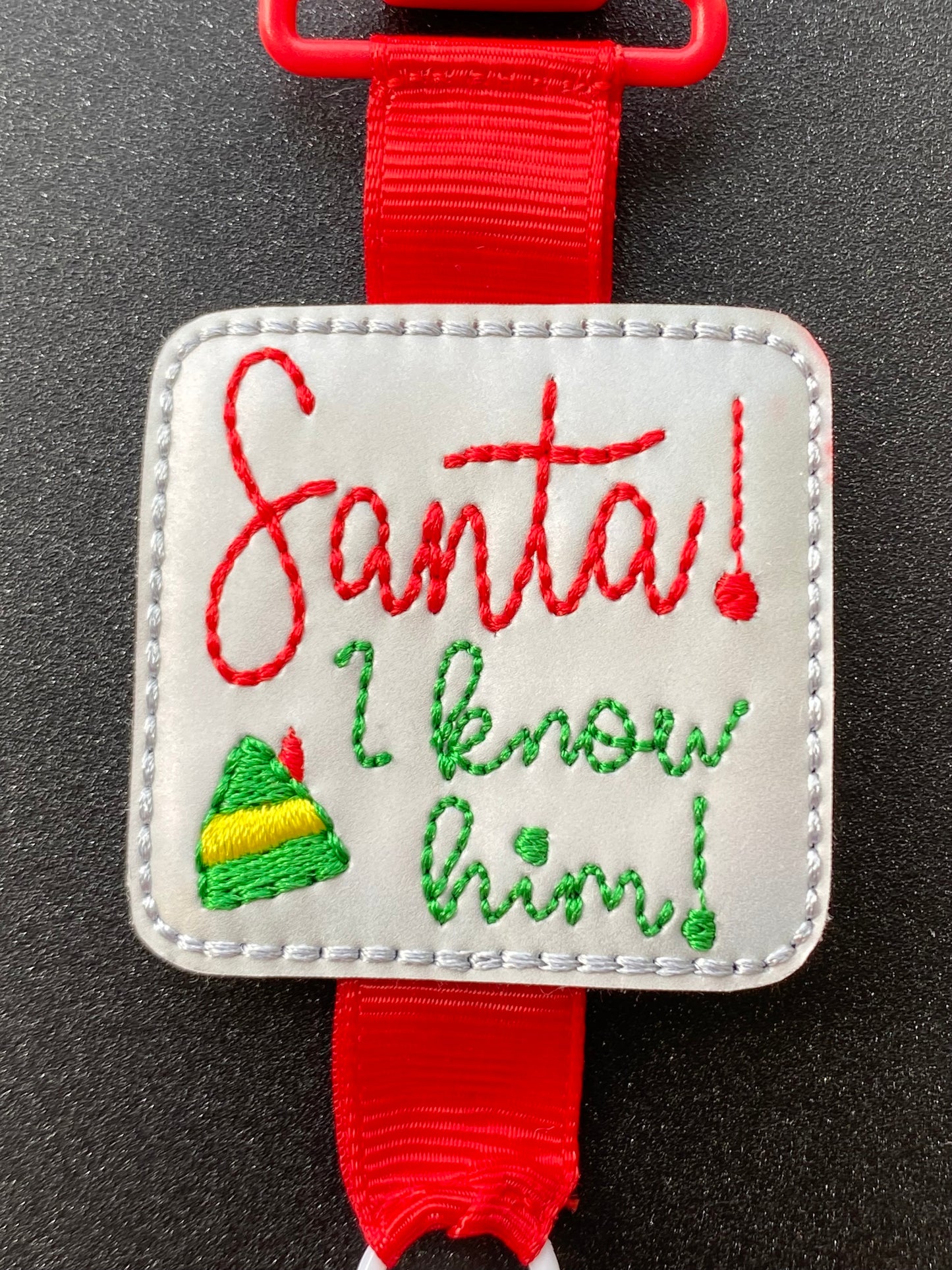 Santa! I know him! Christmas Red MRI safe badge clip