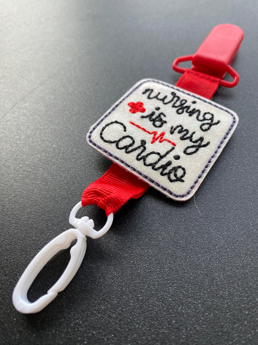 Nursing is my cardio cherry red MRI safe badge clip