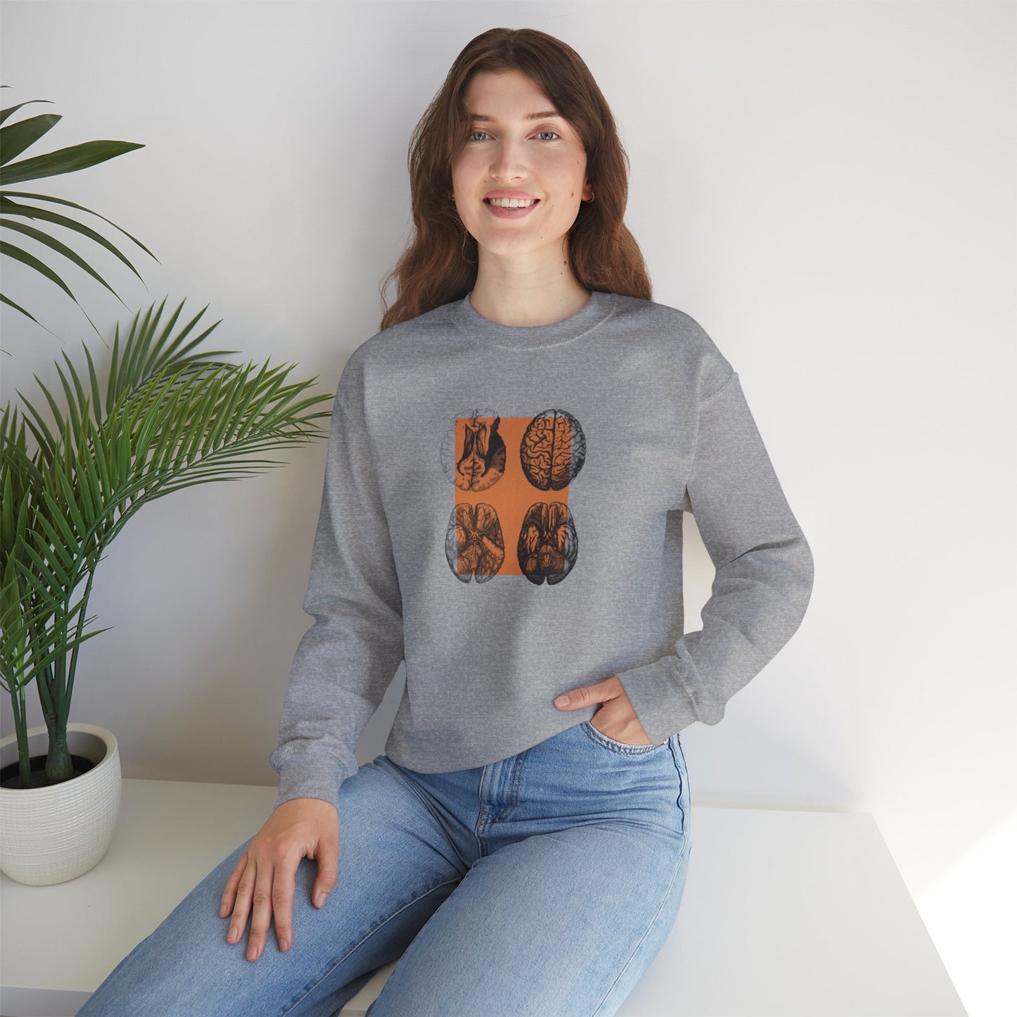 Orange Brain Collage Imaging Unisex Heavy Blend™ Crewneck Sweatshirt