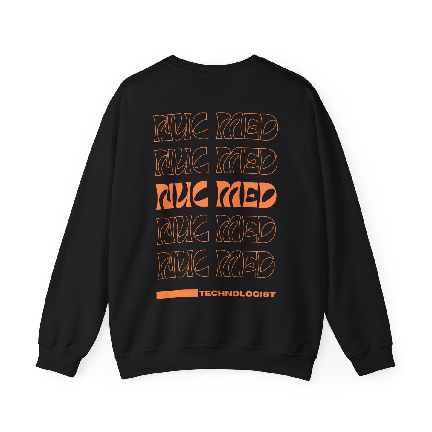 Unisex Nuc Med, Nuclear Medicine Technologist #beRADtechs orange Heavy Blend™ Crewneck Sweatshirt