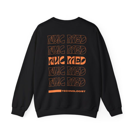 Unisex Nuc Med, Nuclear Medicine Technologist #beRADtechs orange Heavy Blend™ Crewneck Sweatshirt