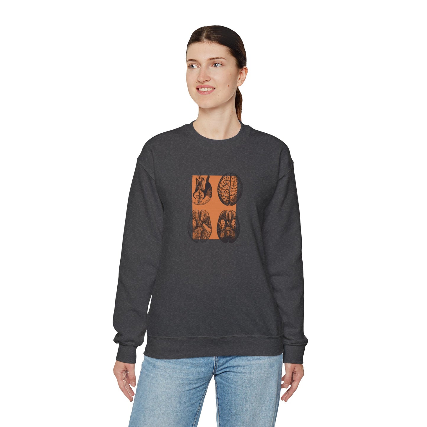 Orange Brain Collage Imaging Unisex Heavy Blend™ Crewneck Sweatshirt