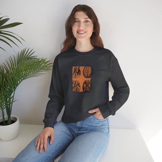 Orange Brain Collage Imaging Unisex Heavy Blend™ Crewneck Sweatshirt