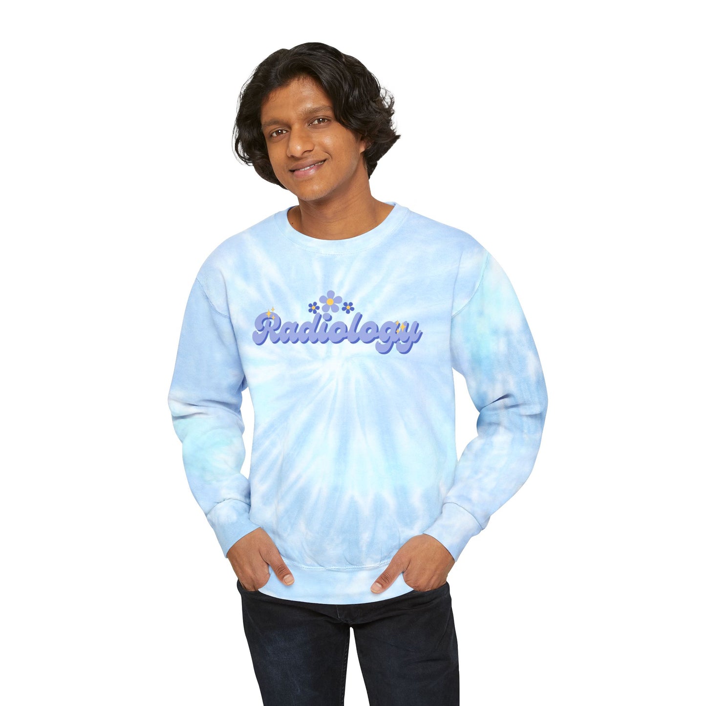 Retro Radiology Blue Unisex Tie-Dye Sweatshirt