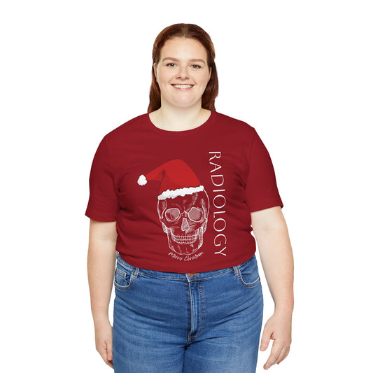 Skeleton Skull Santa Hat Radiology Tee