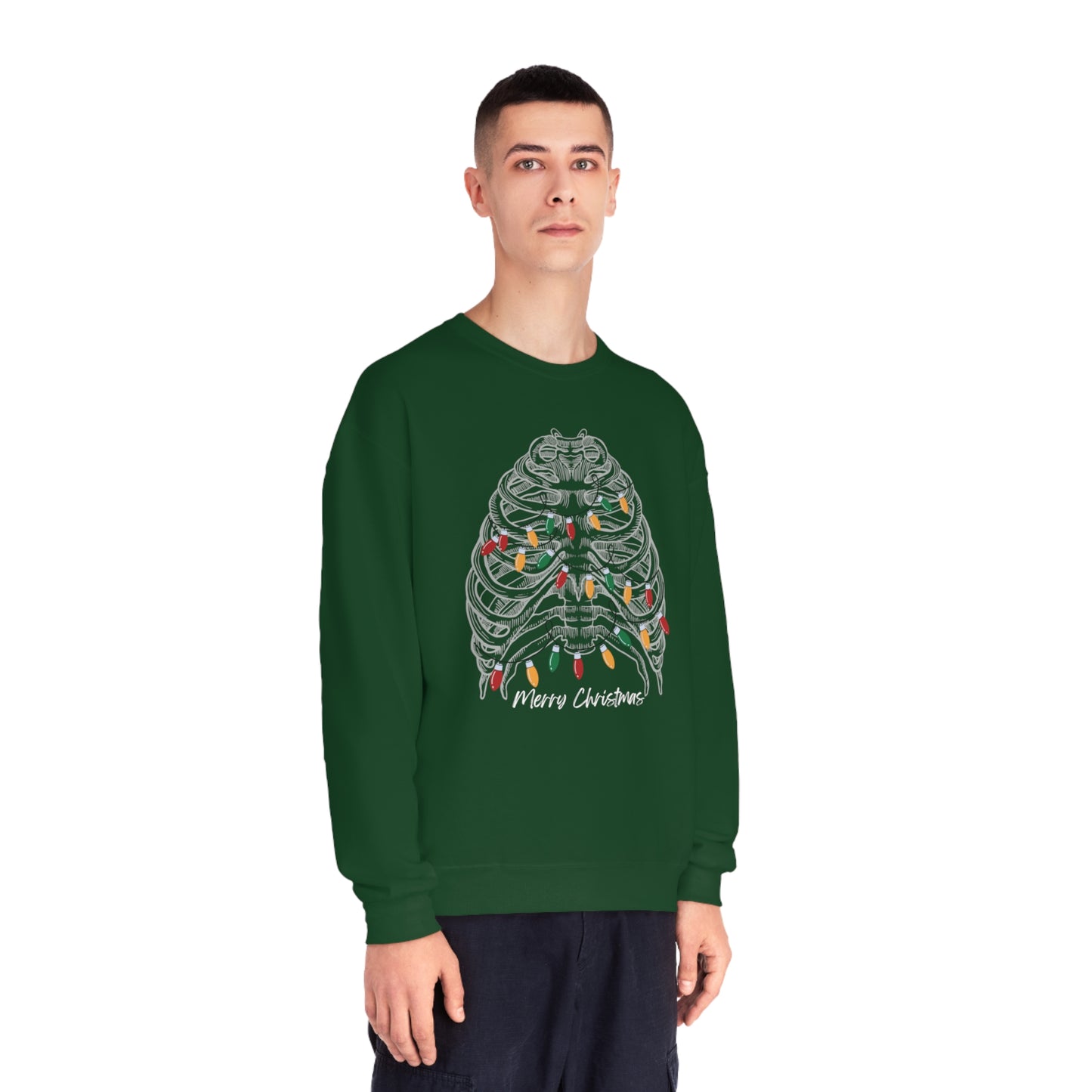 Unisex Merry Christmas Chest Red and Green NuBlend® Crewneck Sweatshirt