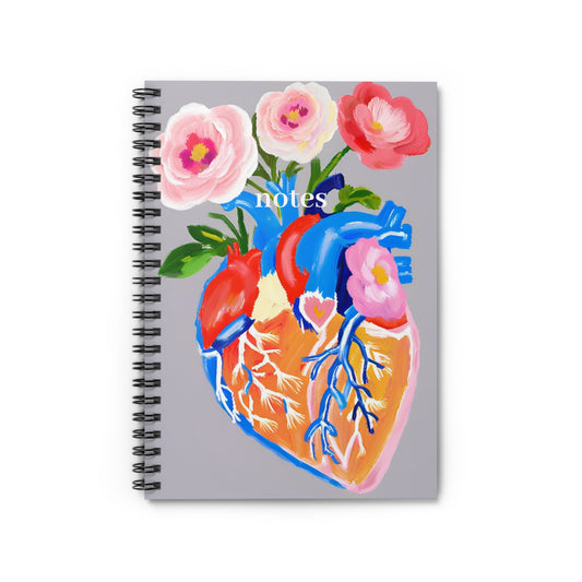 Radiology Notes Spiral Notebook - Floral Heart Design for Medical Students