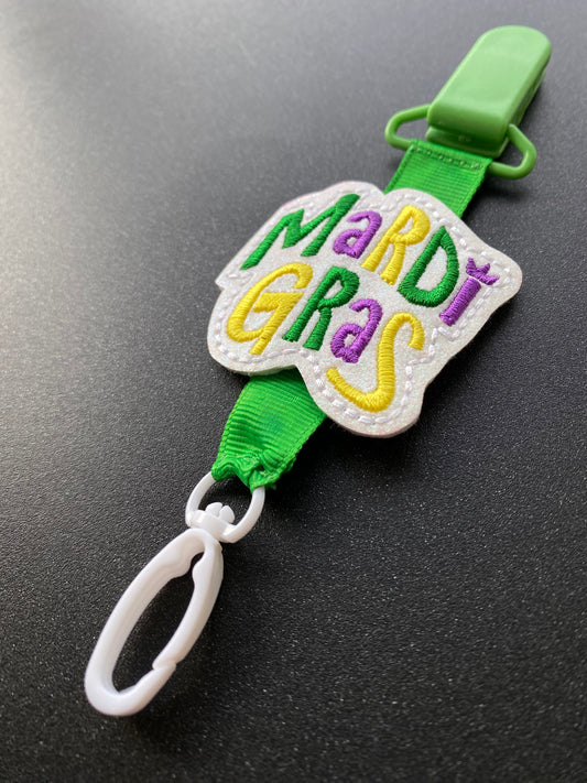 Mardi Gras royal green MRI safe badge clip