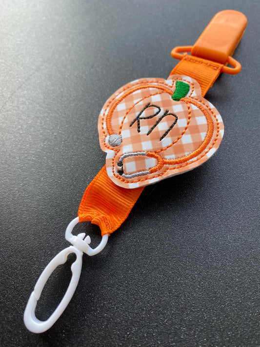 Pumpkin Fall RN nurse stethoscope bright orange MRI safe badge clip