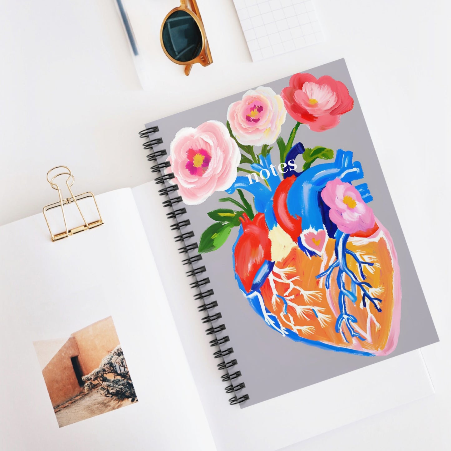 Radiology Notes Spiral Notebook - Floral Heart Design for Medical Students