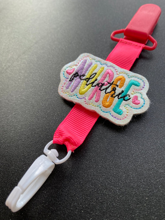 Pediatric Nurse hot pink MRI safe badge clip