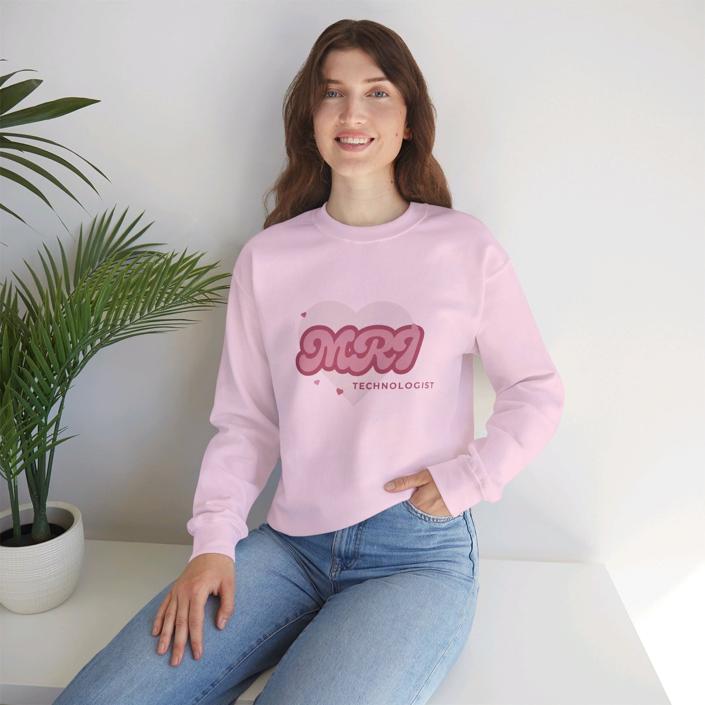 BARBIE 'MRI' technologist light pink Unisex Heavy Blend™ Crewneck Sweatshirt