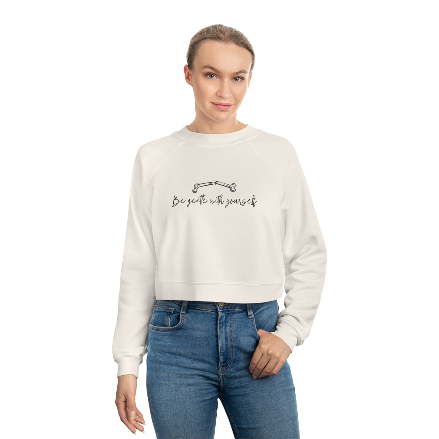 Women's Bone 'Be gentle with yourself' Cropped Fleece Pullover