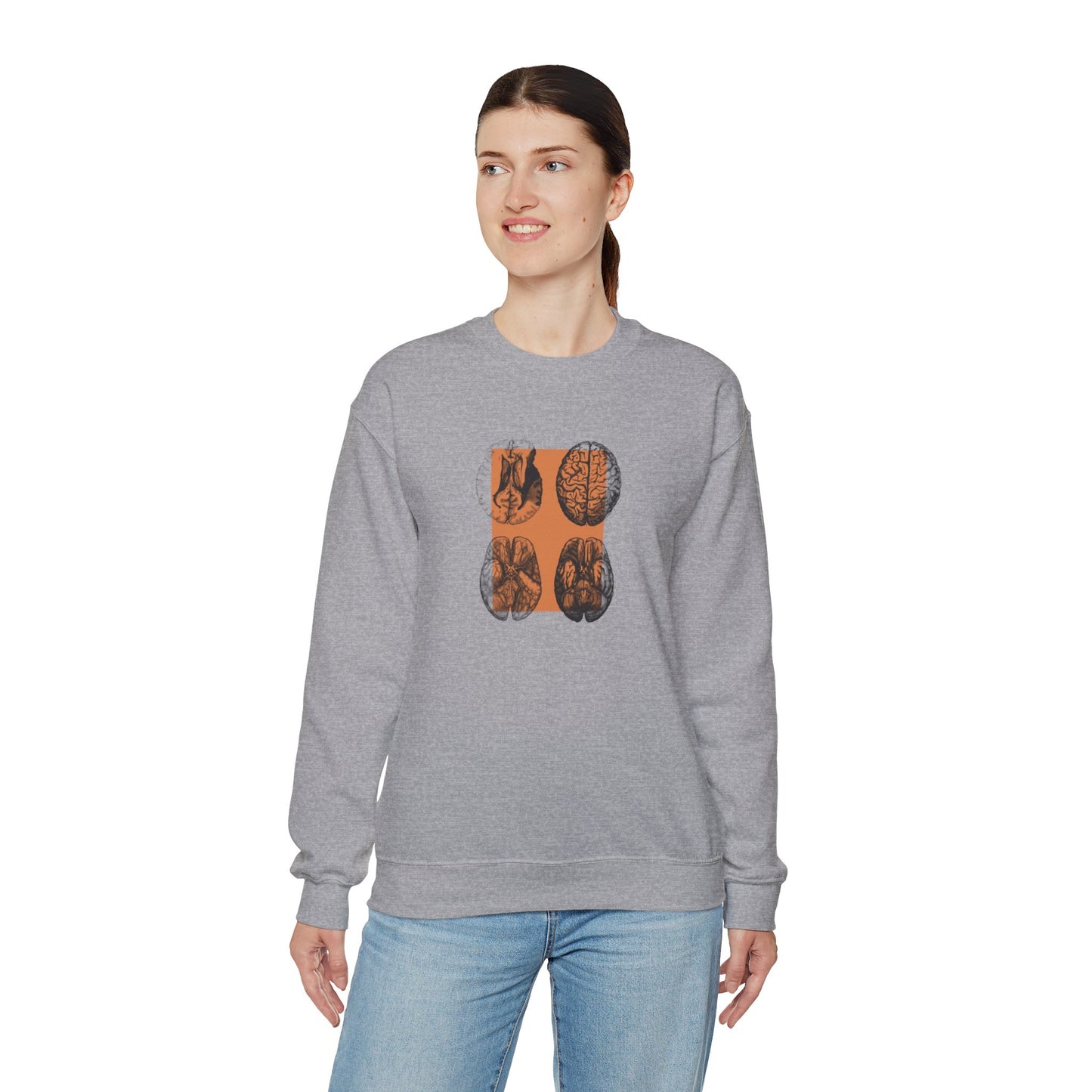 Orange Brain Collage Imaging Unisex Heavy Blend™ Crewneck Sweatshirt